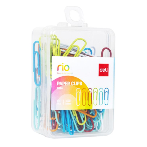 Articole pentru birou - Agrafe metal 29mm color 100 buc cutie plastic deli
