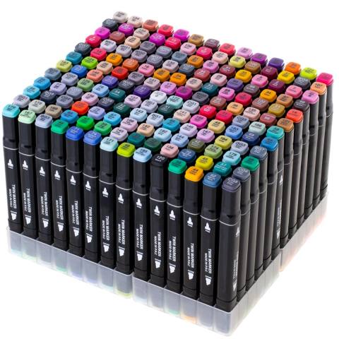 Set 168 Markere pe baza de Alcool, 2 Capete, Geanta si Suport [3]