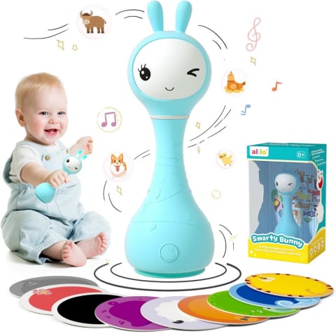 Jucării și Jocuri pentru copii - Alilo Smarty Bunny - Iepuras interactiv pentru bebelusi, albastru, RO/EN varsta 0-6 luni ,1-2 ani ,2-3 ani ,3-5 ani ,, Unisex