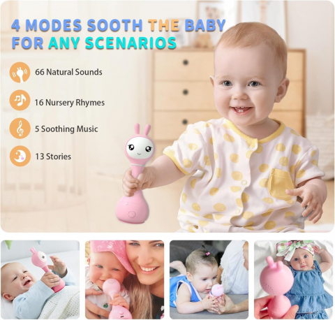 Alilo Smarty Bunny - Iepuras interactiv pentru bebelusi, roz, RO/EN varsta 0-6 luni ,1-2 ani ,2-3 ani ,3-5 ani ,, Unisex [3]