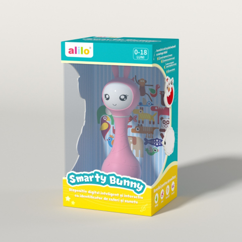 Alilo Smarty Bunny - Iepuras interactiv pentru bebelusi, roz, RO/EN varsta 0-6 luni ,1-2 ani ,2-3 ani ,3-5 ani ,, Unisex [1]