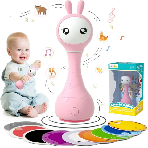 Jucării și Jocuri pentru copii - Alilo Smarty Bunny - Iepuras interactiv pentru bebelusi, roz, RO/EN varsta 0-6 luni ,1-2 ani ,2-3 ani ,3-5 ani ,, Unisex