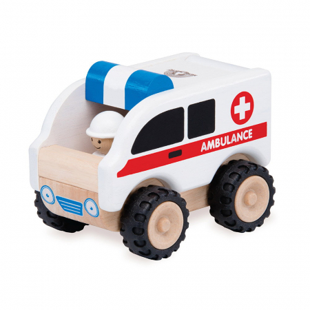 Mașini, trenulețe, vehicule - Ambulanta din lemn, Wonderworld