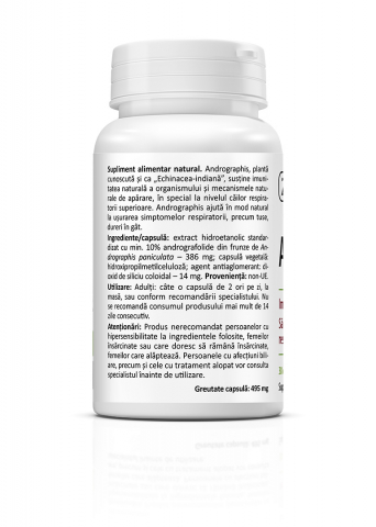 Andrographis 30 cps, supliment alimentar pentru imunitate, reducerea simptomelor virozelor respiratorii [1]