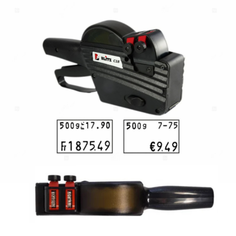 Jucării și Jocuri pentru copii - Aparat de etichetat preturi BLITZ C18, 2 randuri, etichete 26x16mm