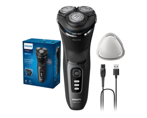 Ingrijire personala & Cosmetice - Aparat de ras philips shaver seria 3000 s3244/12, barbierit umed åÿi uscat, fara fir, capete 5d pivotante si flexibile, lame autoascutire, 60 min, sistem de barbierire anticoroziune, capac de protecti