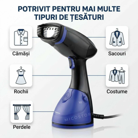 Aparat de calcat vertical Heinner 1630W | jet abur 20 g/min | Black Tulip [5]