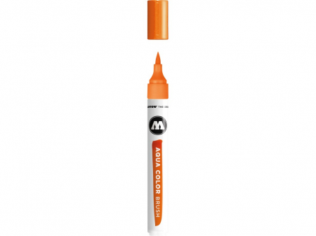 Rechizite Școlare - Aqua Color Brush, Marker cu Varf de Pensula, Elastic, Orange