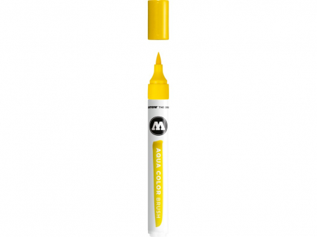 Rechizite Școlare - Aqua Color Brush, Marker cu Varf de Pensula, Elastic, Primay Yellow