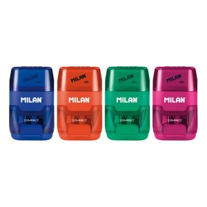 Rechizite Școlare - Ascutitoare cu radiera compact milan 4703116 16 buc