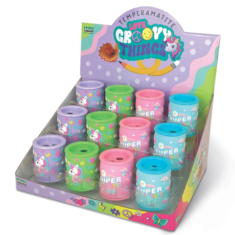 Creioane Grafit, Creioane Mecanice si Ascutitori - Ascutitoare de creion cu 2 gauri si container cu detalii tridimensionale Cute, 4 modele 