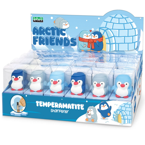 Creioane Grafit, Creioane Mecanice si Ascutitori - Ascutitoare de creion cu o gaura Arctic Friends din plastic moale, 3 culori 