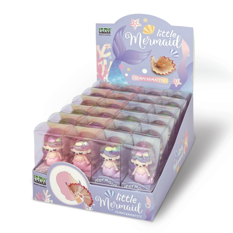 Rechizite Școlare - Ascutitoare de creion cu o gaura, figurina Sirena, 2 culori (24 buc/display), copii varsta 3 ani+,6 ani+,8 ani+