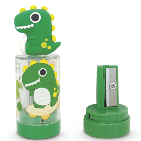 Ascutitoare de creion cu o gaura si container cu model si figurina Dinozaur, 2 culori (24 buc/display), copii varsta 3 ani+,6 ani+,8 ani+ [2]