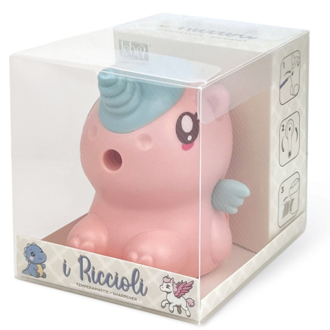 Ascutitoare de creion cu o gaura si manivela, Unicorn si Dragon, 4 modele (8 buc/display), copii varsta 3 ani+,6 ani+,8 ani+ [1]