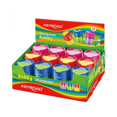 Ascutitoare dubla Keyroad Robby KR971297, 2 orificii, plastic, cu rezervor, diverse culori [3]