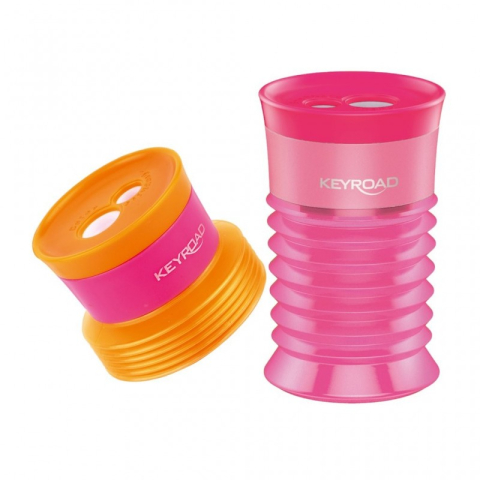 Ascutitoare dubla Keyroad Stretchy KR971263, 2 orificii, plastic, cu rezervor, pe blister, diverse culori [2]
