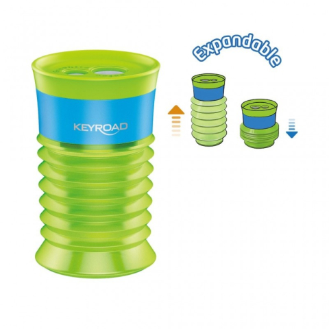 Creioane si Ascutitori - Ascutitoare dubla Keyroad Stretchy KR971263, 2 orificii, plastic, cu rezervor, pe blister, diverse culori