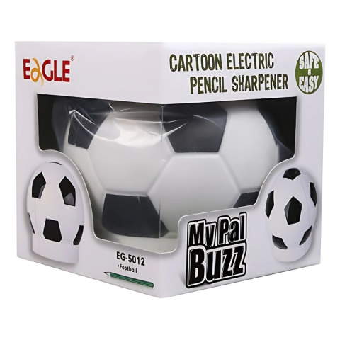 Ascutitoare electrica Eagle EG-5012, alimentare 4 baterii AA neincluse, 1 orificiu, 8mm, model minge fotbal, plastic, alb-negru [2]