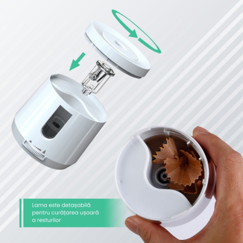 Ascutitoare electrica Eagle TY49USB, alimentare USB / 2 baterii AA neincluse, 1 orificiu, 6-8mm, plastic, alb [1]