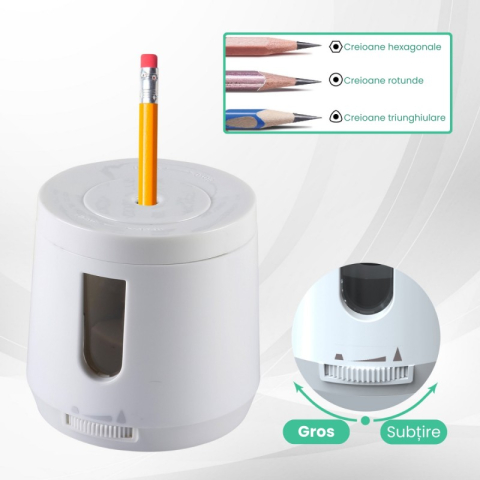Ascutitoare electrica Eagle TY49USB, alimentare USB / 2 baterii AA neincluse, 1 orificiu, 6-8mm, plastic, alb [4]