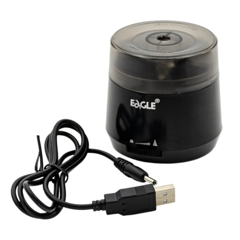 Creioane Grafit, Creioane Mecanice si Ascutitori - Ascutitoare electrica Eagle TY60USB, alimentare USB / 2 baterii AA neincluse, 1 orificiu, 8mm, plastic, negru
