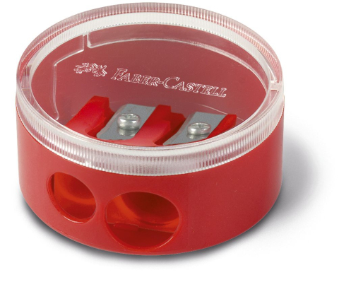 Rechizite Școlare - Ascutitoare plastic dubla cu container twist off rosie/albastra