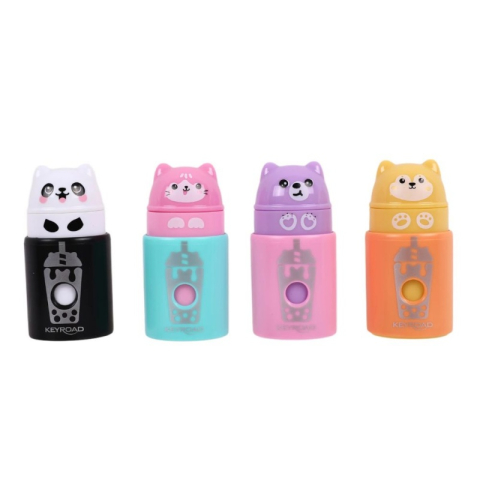 Rechizite Școlare - Ascutitoare simpla Keyroad Bounce Buddies KR980095, 1 orificiu, plastic, cu rezervor, diverse culori, 1 buc / blister