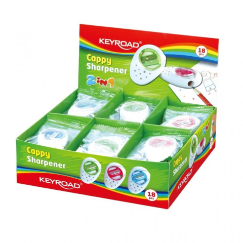 Ascutitoare simpla Keyroad Cappy KR971385, 1 orificiu, plastic, cu radiera, diverse culori [3]