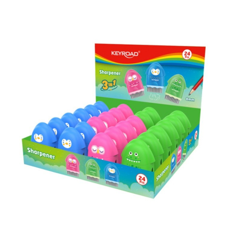 Ascutitoare simpla Keyroad KR972128, 1 orificiu, plastic, cu radiera, cu rezervor, cu periuta. diverse culori [6]