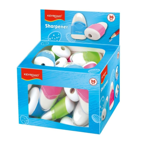 Ascutitoare simpla Keyroad Navy KR971077, 1 orificiu, plastic, cu radiera, diverse culori [4]