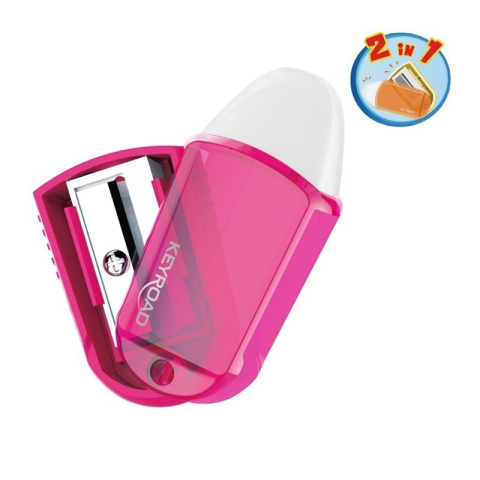 Creioane si Ascutitori - Ascutitoare simpla Keyroad Twist KR970711, 1 orificiu, plastic, rotativa, cu radiera, pe blister