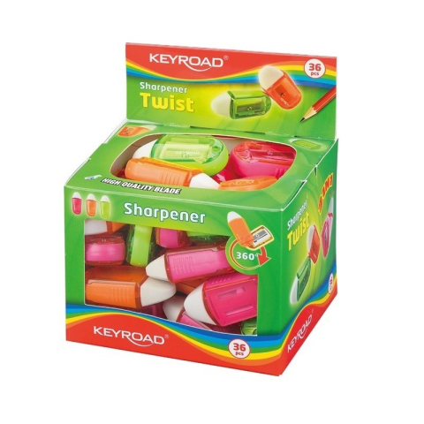 Ascutitoare simpla Keyroad Twist KR971076 KR971837, 1 orificiu, plastic, cu radiera, rotativa [3]
