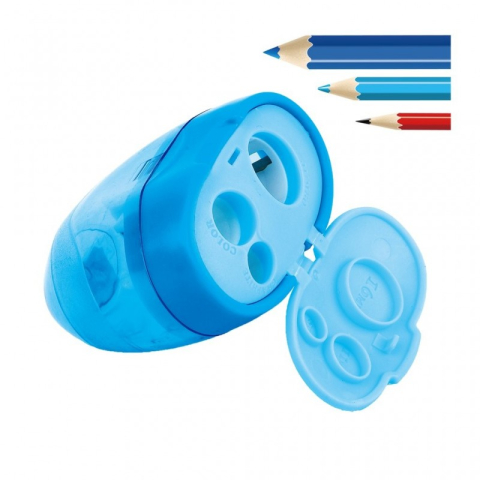 Ascutitoare tripla Keyroad Tris Jumbo KR971431, 3 orificii, 8mm, 11mm, 16mm, plastic, cu rezervor, diverse culori [1]