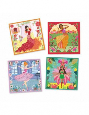 Atelier creativ cu hartie plisata, Dansatoare, Set de pliere si lipire hartie, Djeco [3]