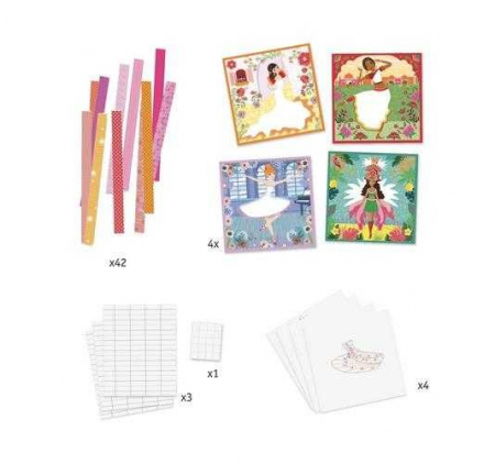 Atelier creativ cu hartie plisata, Dansatoare, Set de pliere si lipire hartie, Djeco [1]