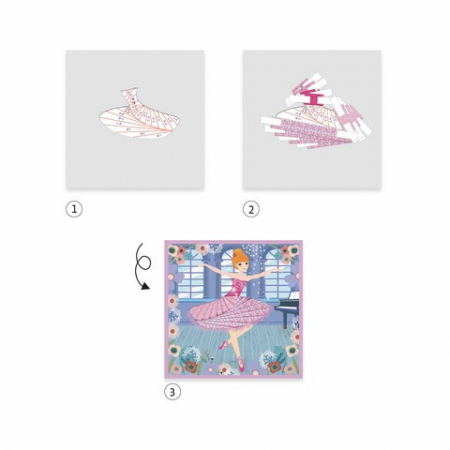 Atelier creativ cu hartie plisata, Dansatoare, Set de pliere si lipire hartie, Djeco [2]
