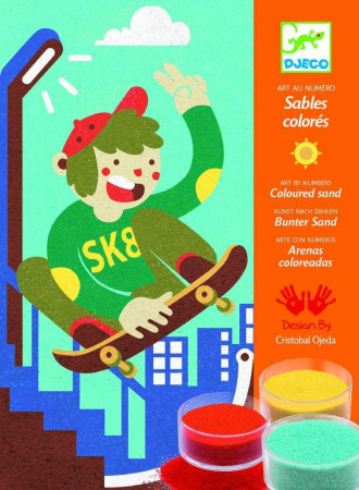 Art & Craft si Artizanat - Desene cu nisip, Sporturi cu placa, Djeco, varsta 3 - 6, 6 - 9 ani, Baiat