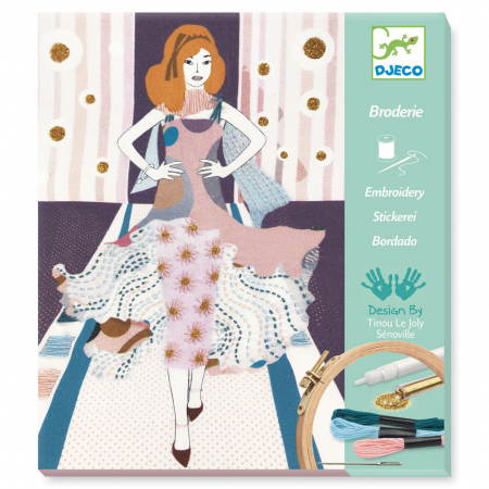 Seturi creative pentru copii - Atelier de brodat si cusut, Fashion week, Djeco, varsta 6 - 9, 9+ ani, Fata
