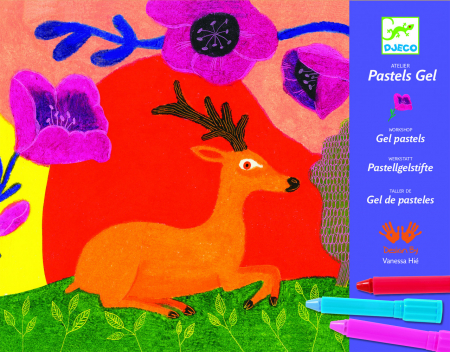 Jucării și Jocuri pentru copii - Joc de desenat animale salbatice cu creioane gel pastel