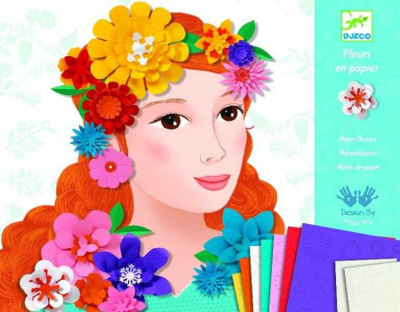 Jucării și Jocuri pentru copii - Atelier planse pentru colaj, Fete si flori, Djeco