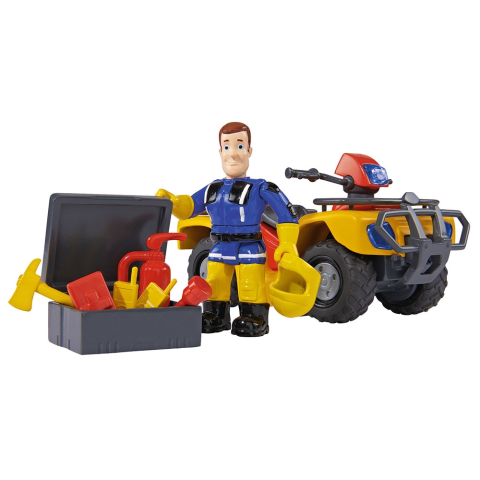 Jucării și Jocuri pentru copii - ATV Simba Fireman Sam, Sam Mercury Quad cu figurina Sam si accesorii