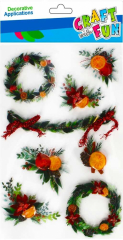 Stickere, Abțibilduri, Autocolante - Autocolante decorative pentru felicitari, 3d, coronite festive pentru Craciun