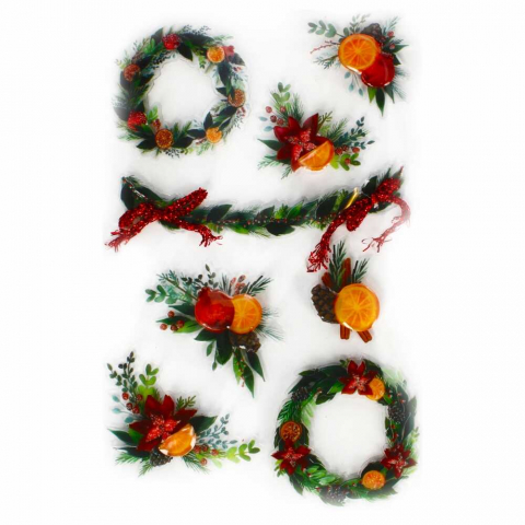 Autocolante decorative pentru felicitari, 3d, coronite festive pentru Craciun [1]
