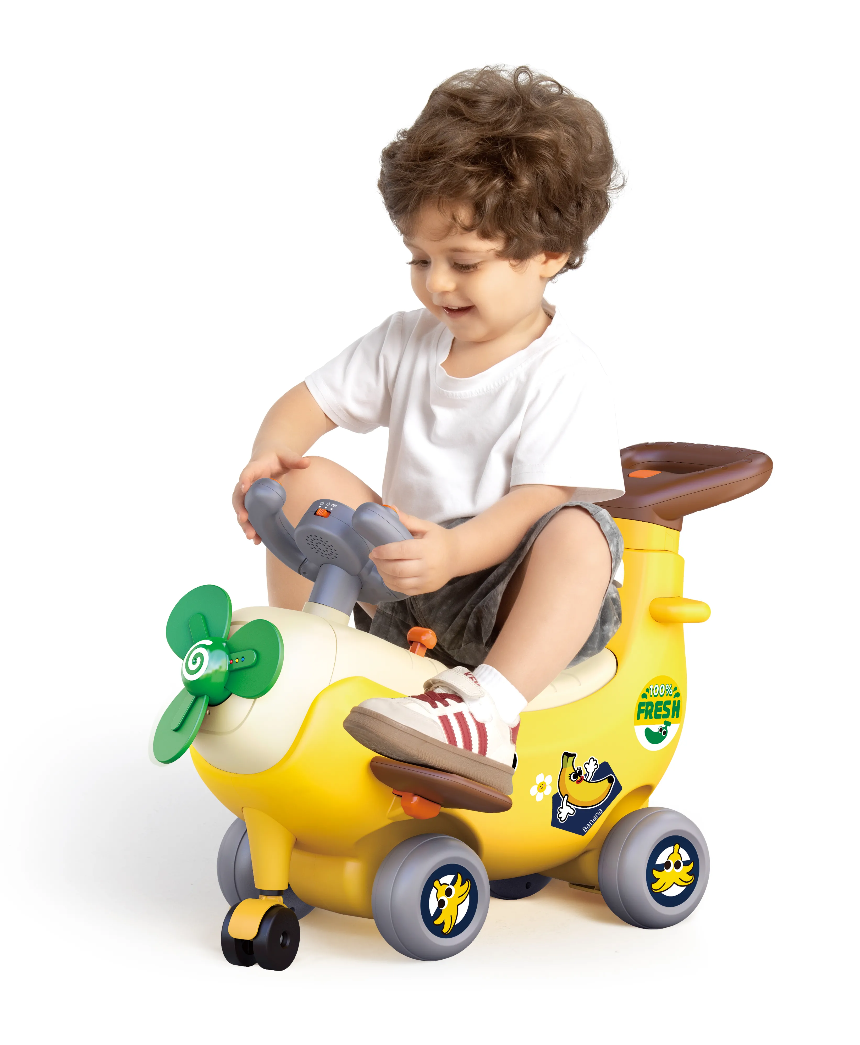 Avion interactiv 4 in 1 ride on si maner de impingere banana, copii varsta 1 an pana la 3 ani [6]