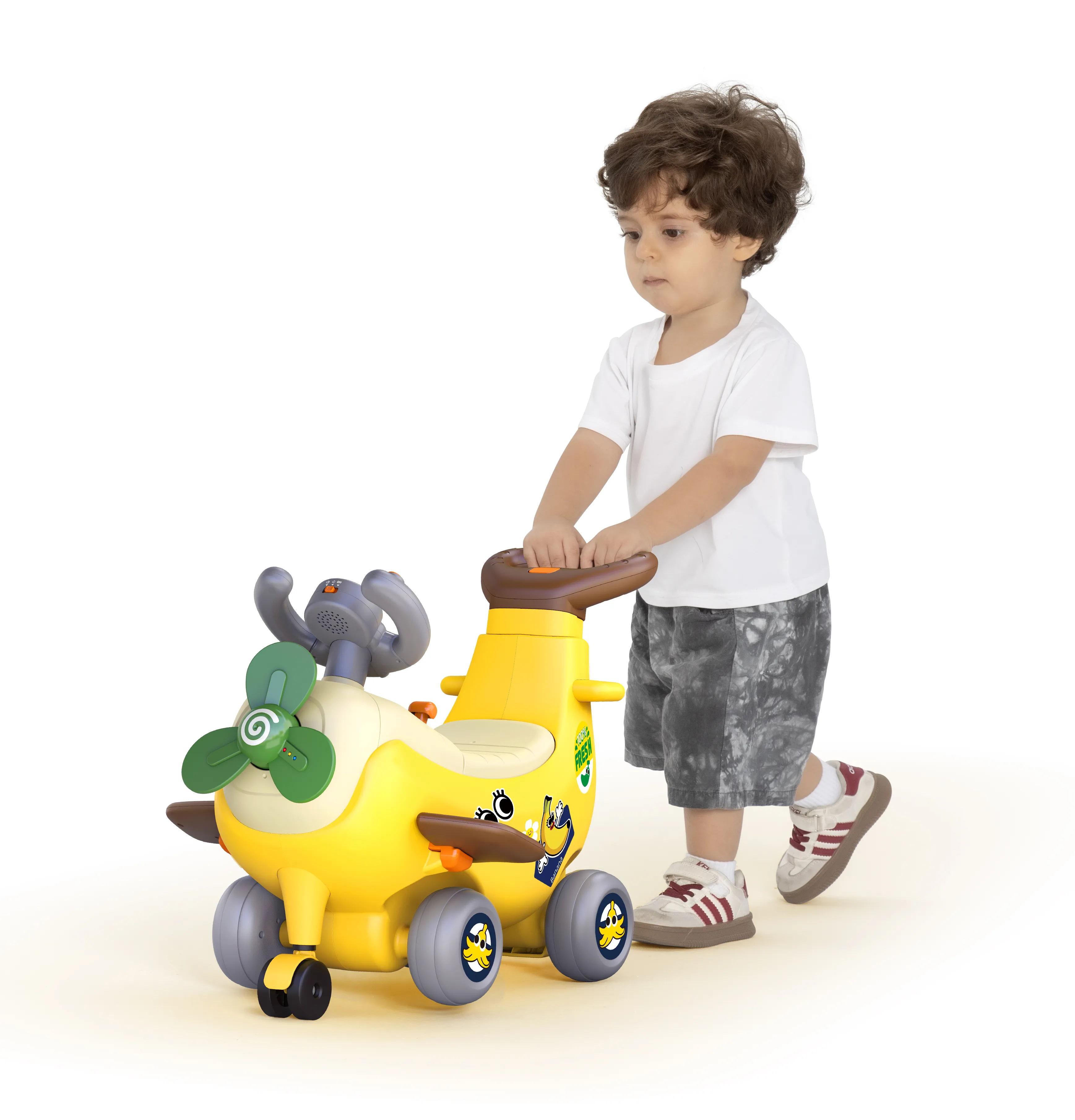 Avion interactiv 4 in 1 ride on si maner de impingere banana, copii varsta 1 an pana la 3 ani [4]