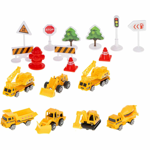 Avion transport copii cu 6 vehicule de constructii, rampa frontala si LED-uri [2]