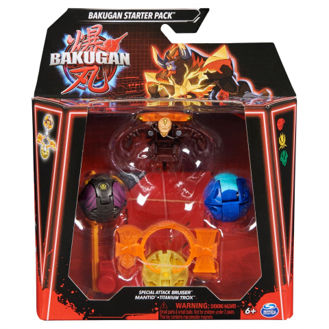 Jucării și Jocuri pentru copii - Bakugan starter pack bruiser mantid titanium trox, varsta de la 6 ani la 13 ani