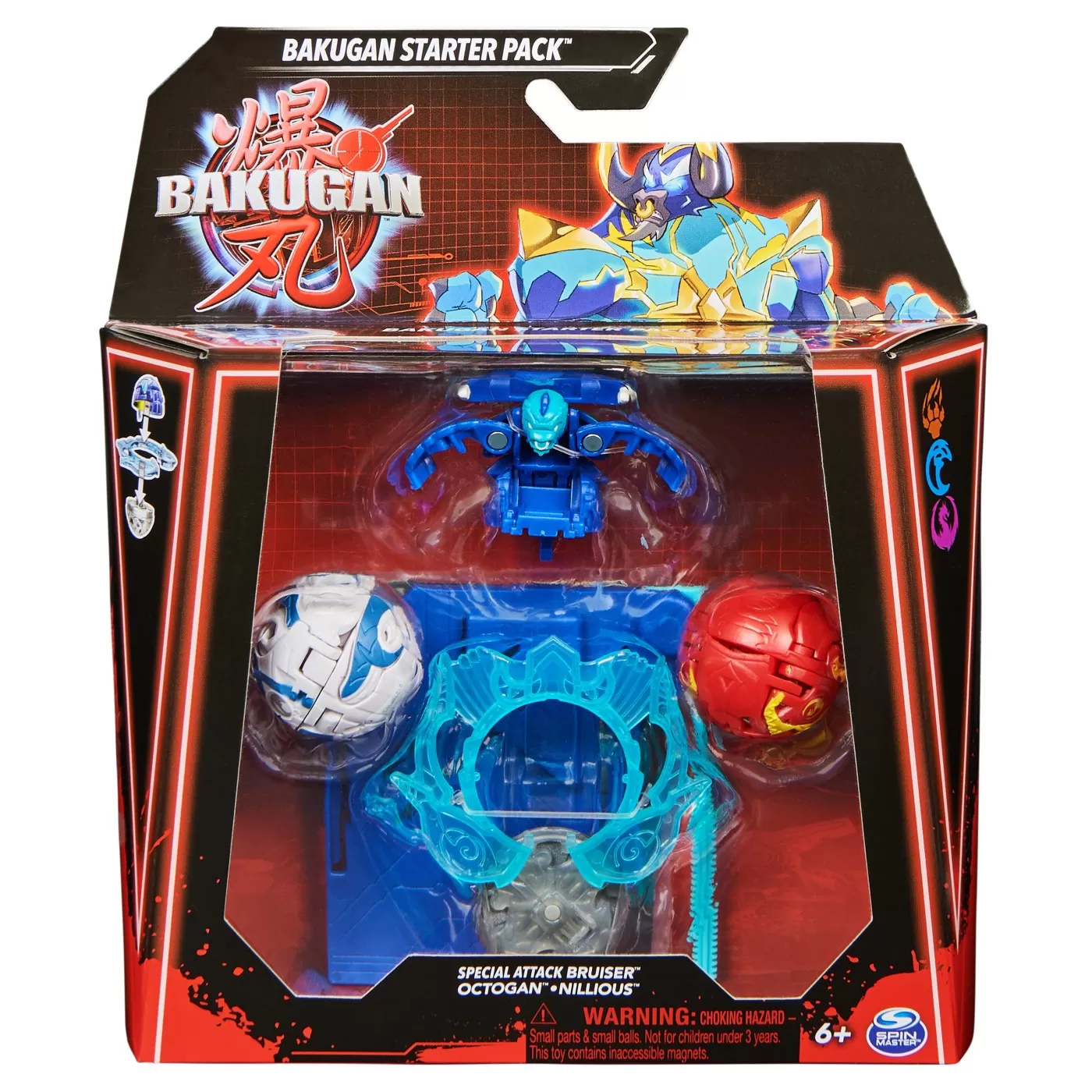 Jucării și Jocuri pentru copii - Bakugan starter pack bruiser, octogan si nillious, varsta de la 6 ani la 13 ani