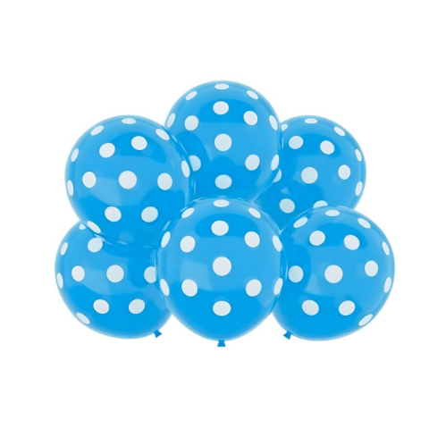 Baloane aniversare, 30cm, cu buline, o singura culoare pe set, diverse culori, COD35, set 100 buc [0]